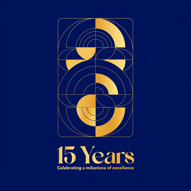 Milestone anniversary card in a modern geometric style