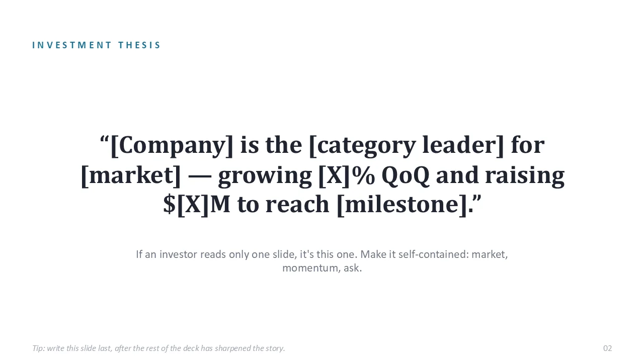 Investor pitch deck template — sample slide 1