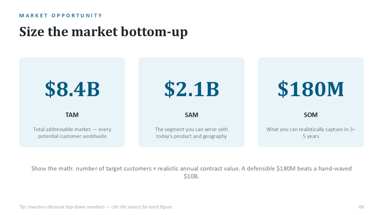 Investor pitch deck template — sample slide 5