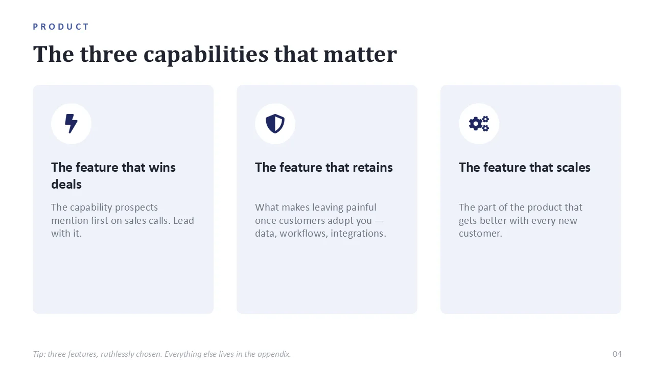 Startup pitch deck template — sample slide 3