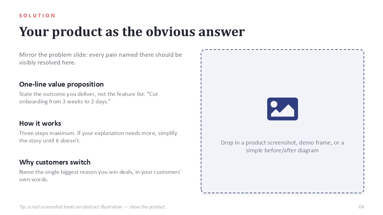 Y Combinator pitch deck template — sample slide 3