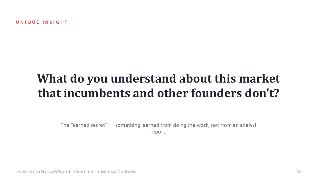 Y Combinator pitch deck template — sample slide 5