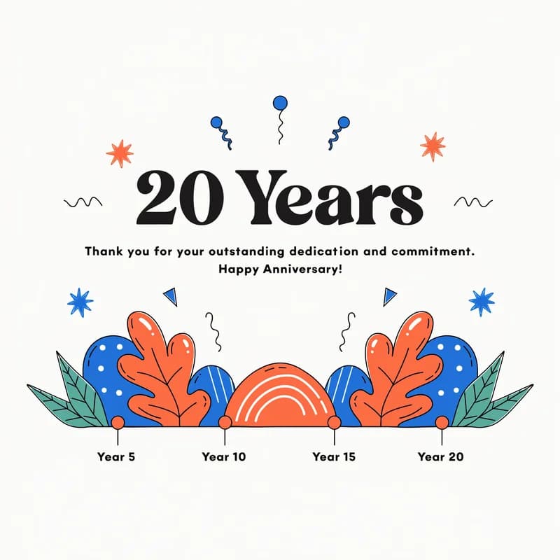 20-year long-service career achievement card
